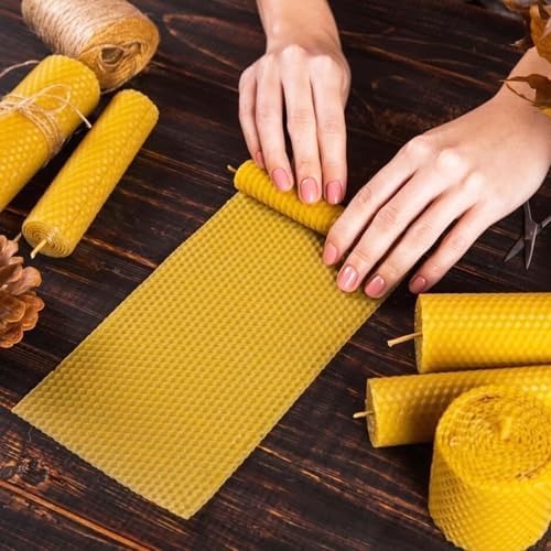 Oungy 24pcs Beeswax Sheets 8x8 Inch Include Cotton Wick