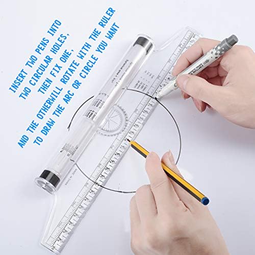 Frienda 2 Pieces Plastic Rolling Ruler Parallel Drafting,12 Inch