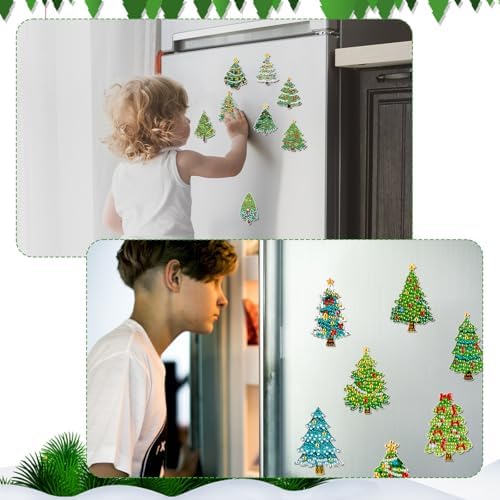 Motipuns 30 Pcs Diamond Magnets,Christmas Tree,Green