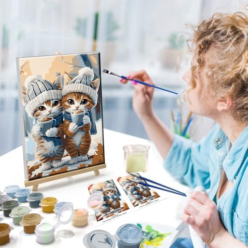 ATDMS Paint by Numbers Kits for Adults, Cats Paint by Number with Frame