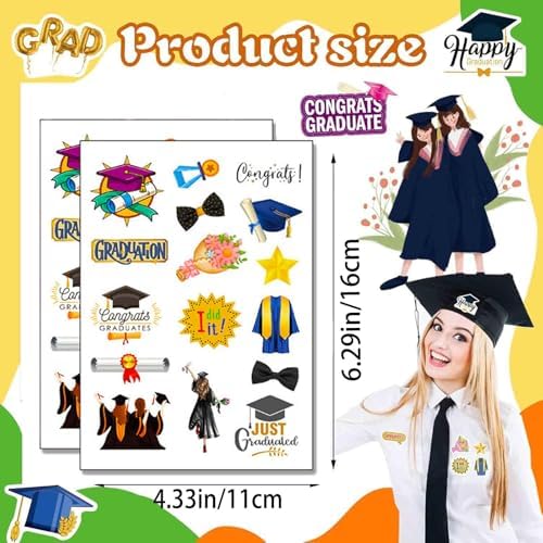 2026 Graduation Stickers,16Sheets Class of 2026 Stickers for Graduation Decorations, Graduation Party Decorations 2026, Waterproof Vinyl Stickers for Water Bottle, Laptop, Graduation College Stickers