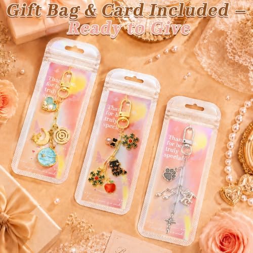 Wurosi 24pcs Paperclip Keychain Making Kit,Key Ring Swivel Snap Hook Chains