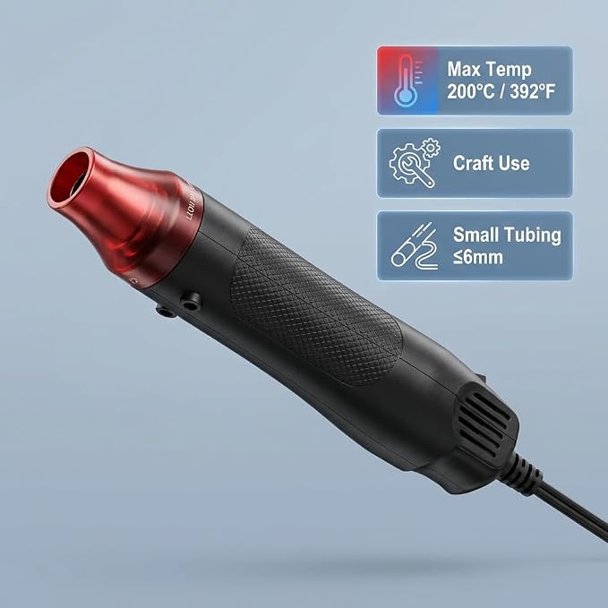 QWORK Mini Heat Gun, 300W Portable Hot Air Tool for Crafts, Epoxy Resin, Shrink Tubing & DIY, with Stand 110V