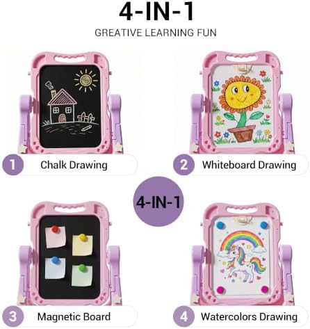 KiddoCood Easel for Kids, Toddler Art Easel with Double-Sided Board, 35.2"H