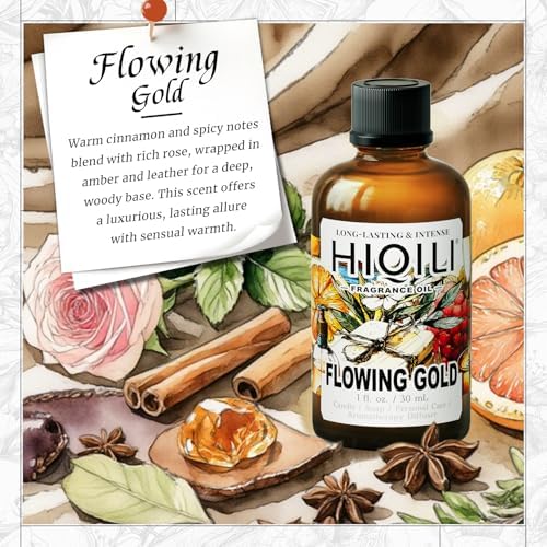 HIQILI Flowing Gold Fragrance Oil for Diffusers, Soap & Men’s Perfume Craft