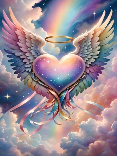 WNPOKN Rainbow Heart Diamond Art Kits for Adults 12 x 16inch
