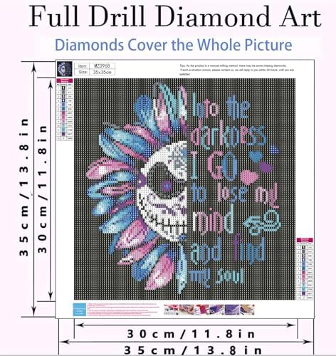 Xylogist Cute Sugar Skull Diamond Art Kits for Adults 14x14 Inch