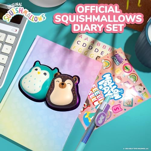 Squishmallows Original Squishy Diary Set, Includes 5 x 7 Diary, 60 Sheets, Kawaii Stickers, Pen, Fun Journaling Kit & Sketchbook for Kids, School Supplies, Journal for Girls