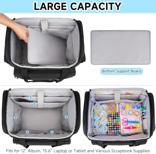 Rolling Craft Bag, Large Craft Bag with Wheels for Scrapbook Supplies