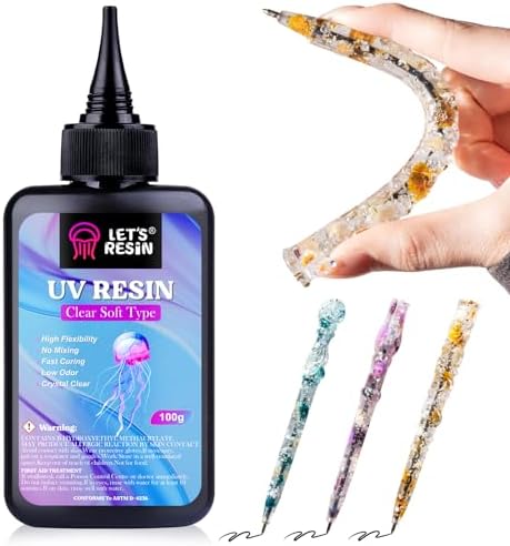 LET'S RESIN UV Resin, Soft Elastic&Bendable Crystal Clear Resin, 100g