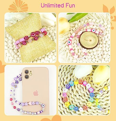 Dowsabel Clay Beads 7500 Pcs Friendship Bracelet Making Kit,2 Boxes 24 Colors Polymer Heishi Beads with Letter Beads for Jewelry Making, DIY Arts and Crafts Gifts Toys for Girls Age 4+