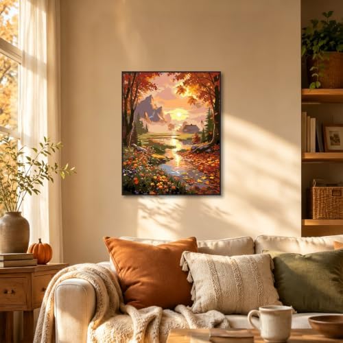 bleihum Landscape Autumn Paint by Numbers Kit for Adults 16x20inch