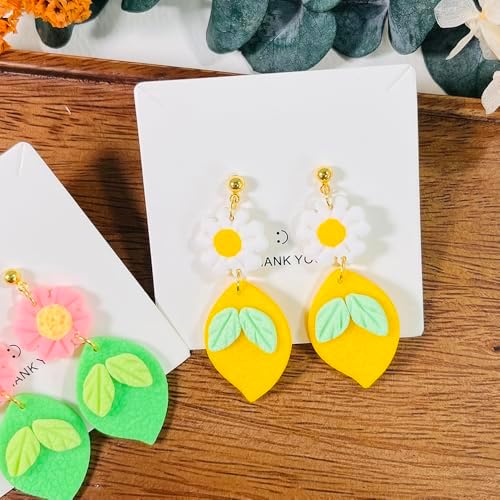 Xaekicr Lemon Flower Polymer Clay Cutters – 3 Pcs Clay Earring Cutters Set – Clay Tools for Polymer Clay Jewelry Making – DIY Summer Earring Cutter Kit for Crafts and Accessories