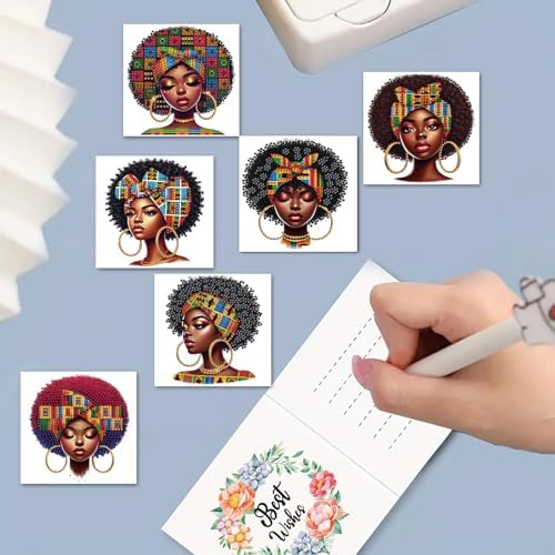 LSQFS 6Pcs Diamond Art Cards with Envelopes, DIY Kits for Birthday Festival