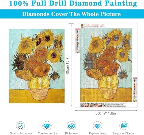 VeGuude Diamond Art Kits forAdults,Van Gogh Sunflowers Diamond Painting Kit