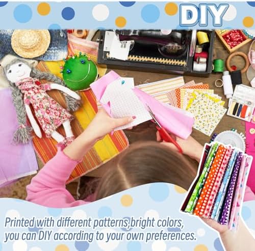 200 Pcs 4" x 4" (10cm x 10cm) Cotton Craft Fabric Bundle Squares,Sewing Scrapbooking Quilting Dot Pattern,DIY Patchwork Fabric Sets for Craft Cloths Handmade Accessories