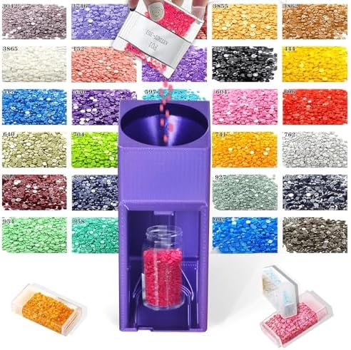 Diamond Painting Organizer,Diamond Painting Drill Funnel for Round Containers,Portable Diamond Art Funnel for Easy Transfer, Diamond Painting Accessories (Silk Purple)