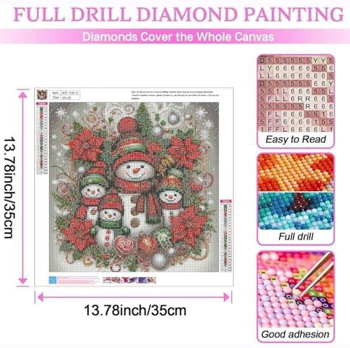 EIBEILI Diamond Art Kits for Adults, 3-Pack Snowman Diamond Painting Kits for Beginner Round 5D Full Drill Diamond Dots Crafts for Home Wall Decor Gifts 14x14 Inch