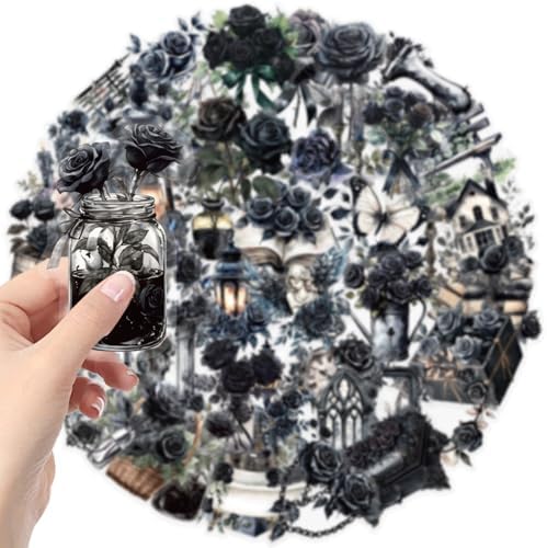 Flora Scrapbook Stickers Aesthetic Flowers Sticker Black
