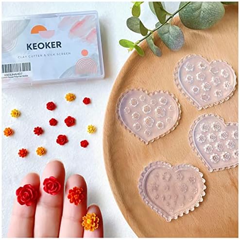 KEOKER Flower Polymer Clay Molds - 4 Pcs Daisy Miniature Clay Molds, Polymer Clay Molds for Polymer Clay Earrings Decoration (Mini Flower)