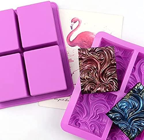 2PCS Sea Wave Silicone Soap Molds, 4-Cavity Rectangular | Wave Silicone Molds,for Homemade Soaps,Chocolate Jelly Pudding Mousse Cake Making