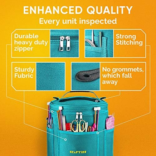 CRAFTISS Crochet Bag Organizer & Yarn Storage Bag, Knitting Bag and Yarn Holder with Removable Divider, Holds Skeins, Hooks, Needles & Accessories, Crochet Gifts for Women (Turquoise)