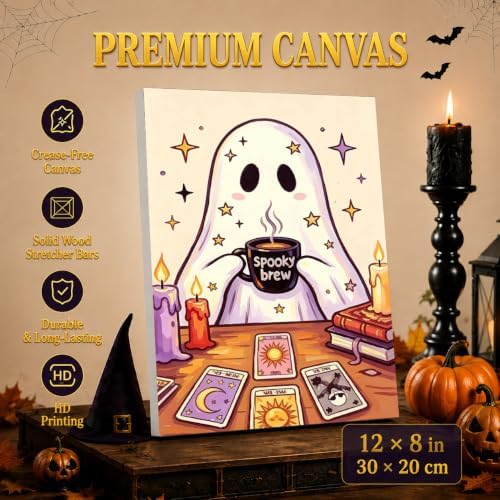 Halloween Paint by Numbers Kit for Kids with Frame Easel Ghost 8x12 inch