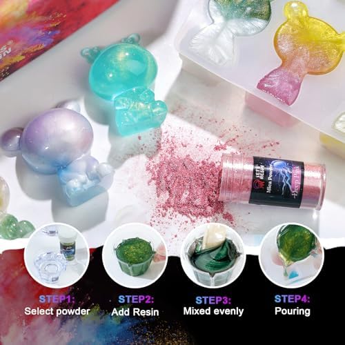 LET'S RESIN 60 Colors Mica Powder,Natural Pearlescent Pigment Powder