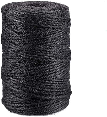 KINGLAKE Natural Jute Twine - 328 Feet, Durable Packing String, Black