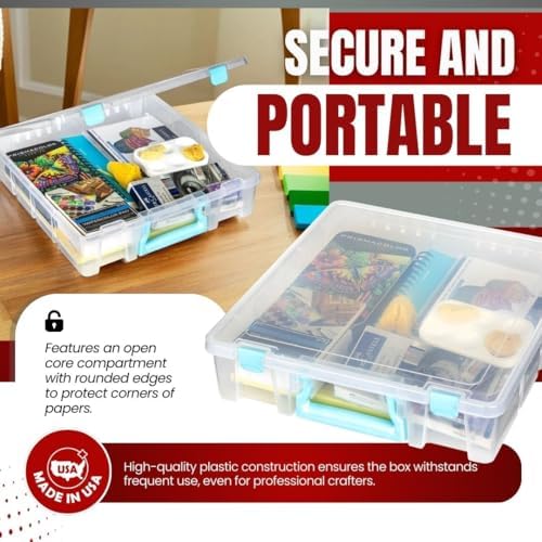 ArtBin Super Satchel 1-Compartment Craft Storage Box, Clear | One Open Compartment, 15.2 x 8 x 6.2 Inches, Secure Latches, Stackable, Clear Durable Polypropylene