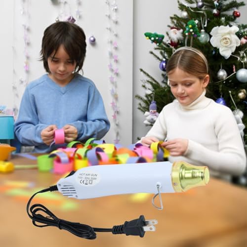 Heat Gun, 110V 300W Handed Hot Air Gun for Crafting, 3.28FT Ultra-Long Cable Portable Heat Gun with Stand and Power Cord for Shrinking Wrapping PVC, DIY Embossing and Drying Paint (White)