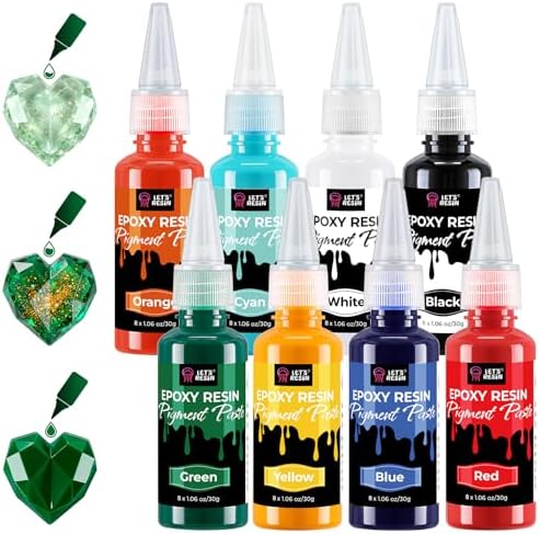 LET'S RESIN 8-Color Resin Pigment Paste, 8 * 1.06oz Concentrated Color | Epoxy Resin Color Pigment for Translucent to Opaque Coloring - Easy Mix, for Jewelry, DIY Crafts, River Tables