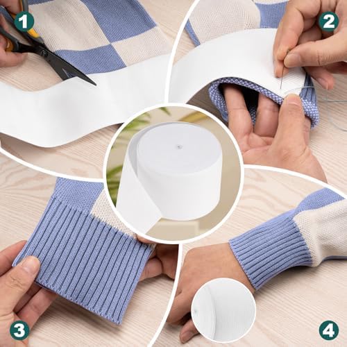 Airisoer Elastic Bands for Sewing 3 Inch x 12 Yards, White