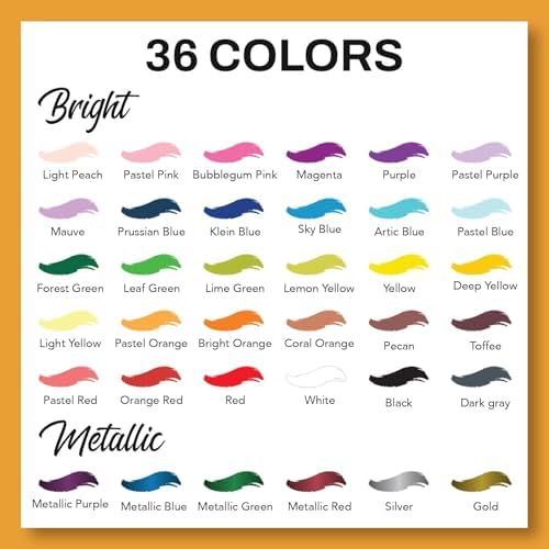Chalkola 36 Acrylic Paint Markers Brush Tip for Adults, Kids Coloring Books