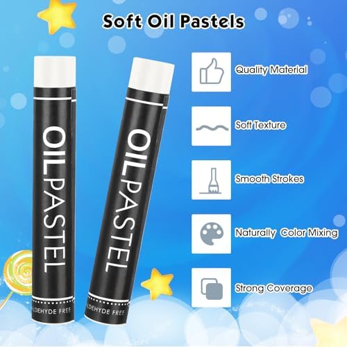 Nezyo 72 Pieces White Soft Oil Pastels Bulk Artists Oil Crayons