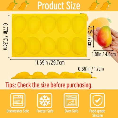 Mango Molds Silicone, Silicone Pastry Fruit Mold 10 Cavity