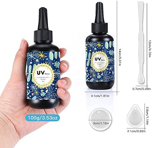 Crystal Clear Hard UV Resin Upgraded Formula Ultraviolet Fast Curing for Jewelry Making Craft Decoration, Hard Transparent Glue Solar Cure Sunlight Activated Resin (100g)
