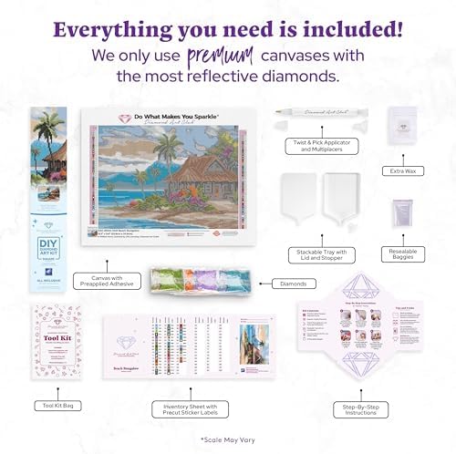 DIAMOND ART CLUB Beach Bungalow Diamond Art Kits for Adults