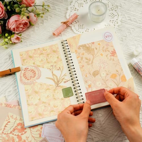 240 Sheets Vintage Floral Scrapbook Paper - 6 Themes Aesthetic Flowers Pattern, Scrapbook Supplies with Stickers Decorative Craft for Junk Journal Supplies Retro Crafts 4.1x5.8 Inch