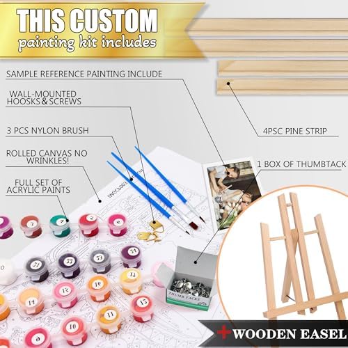 Custom Paint by Number From Photos, DIY Canvas Paint by Numbers for Beginners, Personalized Adults Digital Oil Painting Kits, Make Your Own Picture, Wall Decor Gift for Family, Boy Girl Friend