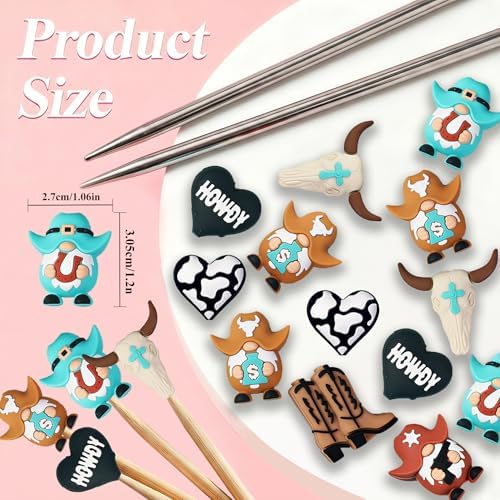 ZZXLLRO 9Pcs Cowboy Knitting Needle Stoppers Silicone Point Protectors Accessories Fit Size 2.5-13 (3mm-9mm) for All Different Needle Materials