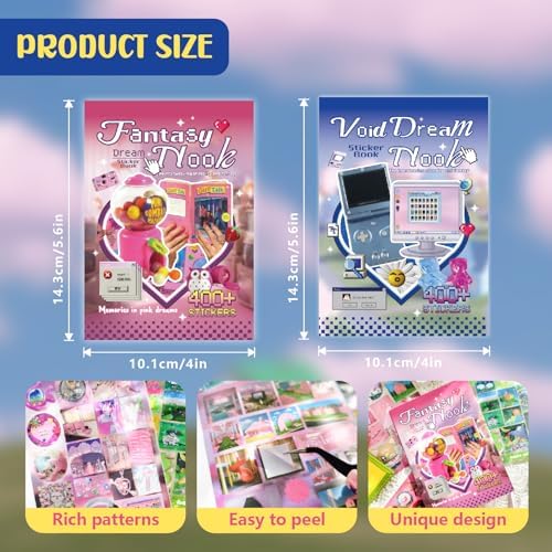 2 Pack Y2K Sticker Book Set 60 Sheets 800+ Vintage Aesthetic Stickers