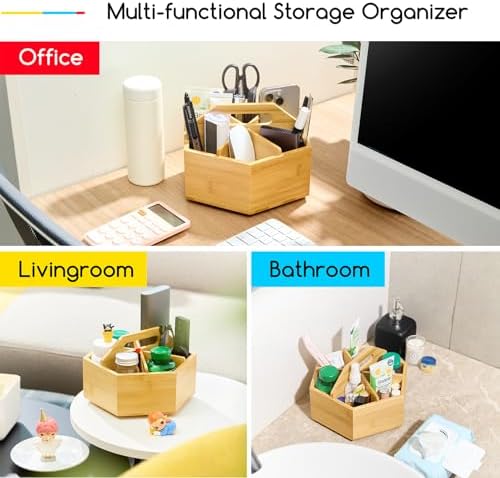 MEEDEN Rotating Art Supply Organizer: Bamboo Pen & Pencil Holder for Desk