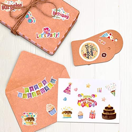 LINAYE 24 Sheets Happy Birthday Stickers - 730 Counts, Small & Large Sizes, Perfect for Birthday Party Decorations & Gifts
