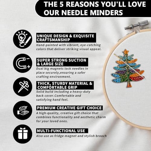 Magnetic Needle Minder Magnet Embroidery Accessories and Supplies Embroidery Needle Holder Cross Stitch Holder Needlework Supplies (Dragonfly Christmas Tree)