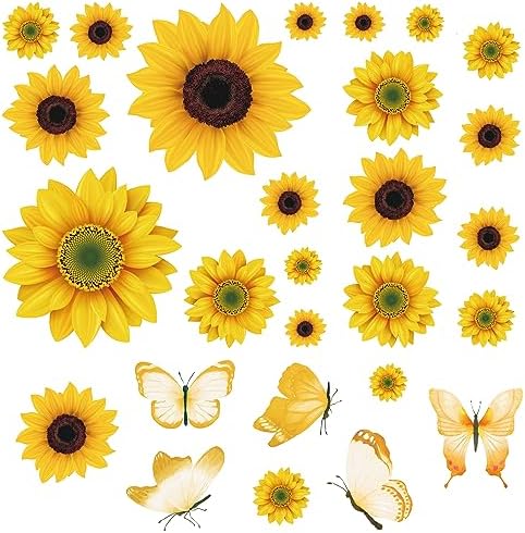 AOWDIAO Sunflower Peel and Stick Wall Decals, Sunflower Decorations for Bedroom, Kitchen, Bathroom, Living Room
