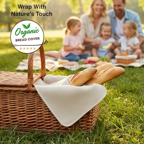 Flour Sack Towels for Bread Dough Proofing – Unbleached, Thick Organic Cotton Baking Cloth for Baguettes, Ciabatta, Pastry – Reusable, 28"x28", 6-Pack