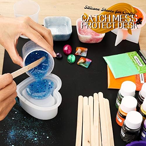 LEOBRO Silicone Mat, 3 PCS Silicone Mats for Crafts, Resin Molds, Play Dough Mat, Clay Mats, for Epoxy Resin, Crafts, Black & Light Gray & White, 15.7”x 11.7