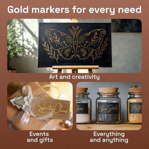 ARTISTRO Gold Paint Pens - Extra-Fine Tips - Set of 5