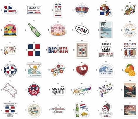 100Pcs Dominican Republic Stickers for Luggage, Water Bottle - Dominican Republic Gifts, Party Supplies & Decorations - Gift for Women & Men